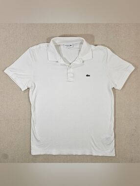 Lacoste Men’s White Polo with Green Croc Emblem